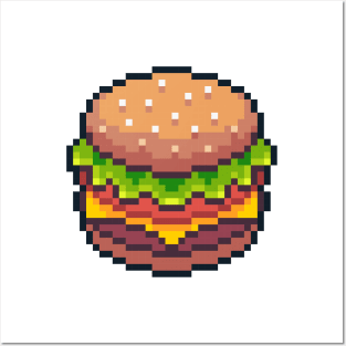 Pixel Art Hamburger Retro Gaming Posters and Art